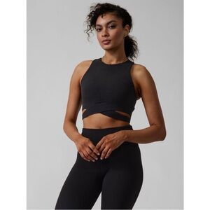 Athleta Conscious Cut Out Crop Top Sports Bra Black Med